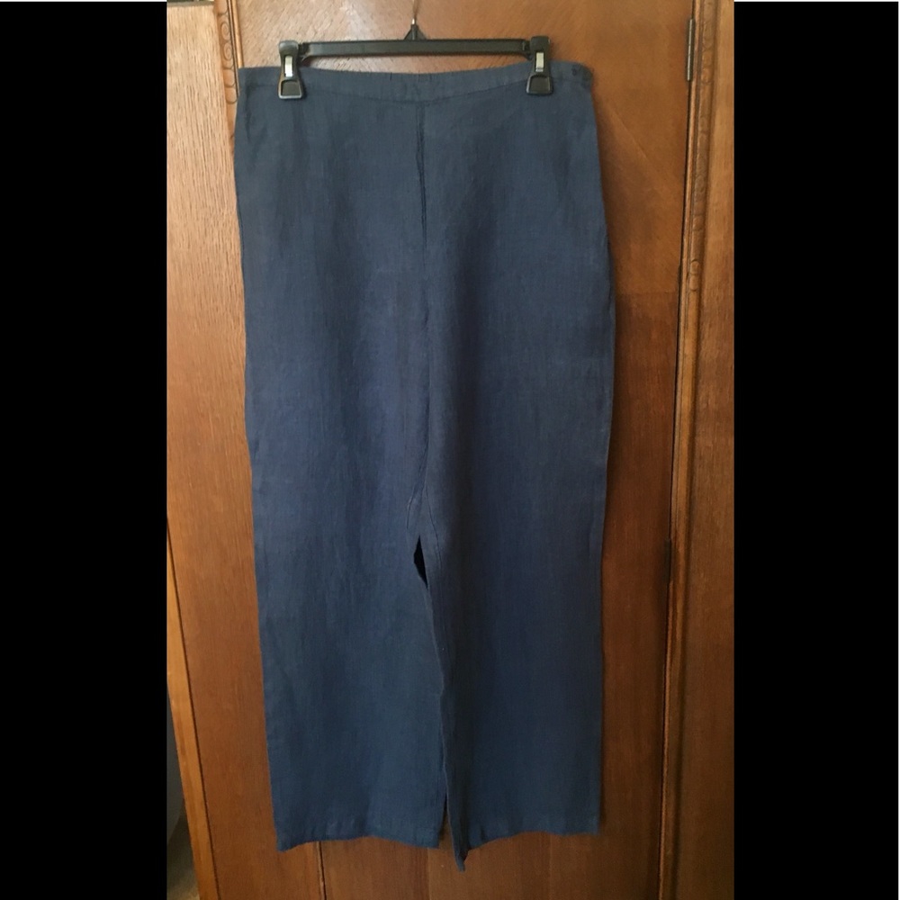 Eddie Bauer Womens Linen Pants, Navy, sz 8